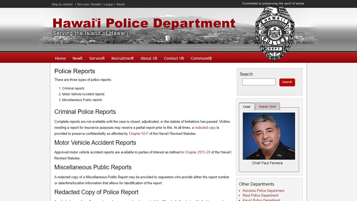 Police Reports - Hawaii Police